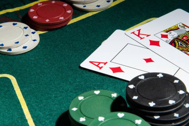 surya poker table setup with dealer position and chip stacks